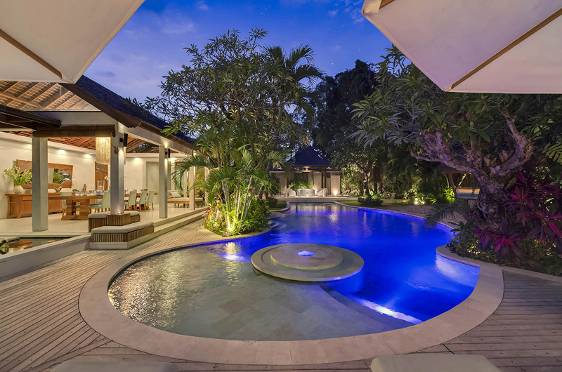 Lataliana Villas Swimming Pool at Night, Seminyak | 7 Bedroom Villas Bali