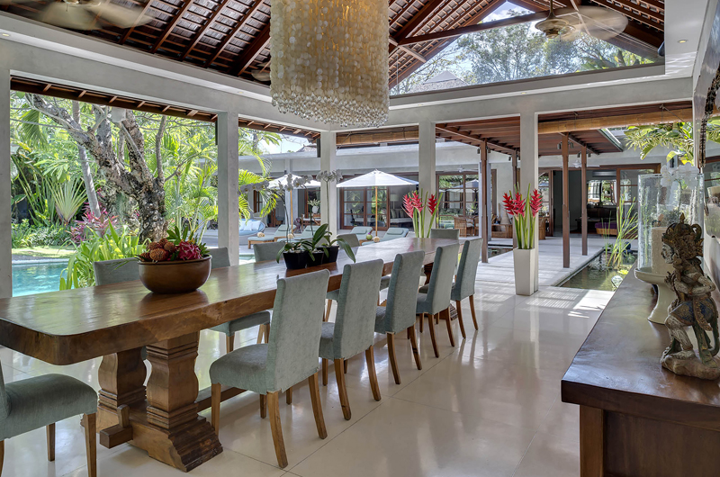Lataliana Villas Dining Area with Pool View, Seminyak | 7 Bedroom Villas Bali