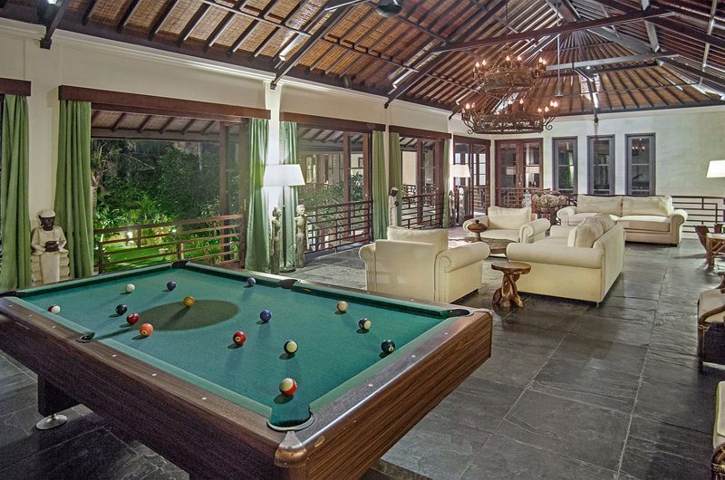 Villa Avalon Bali Living Area with Billiard Table, Canggu | 7 Bedroom Villas Bali